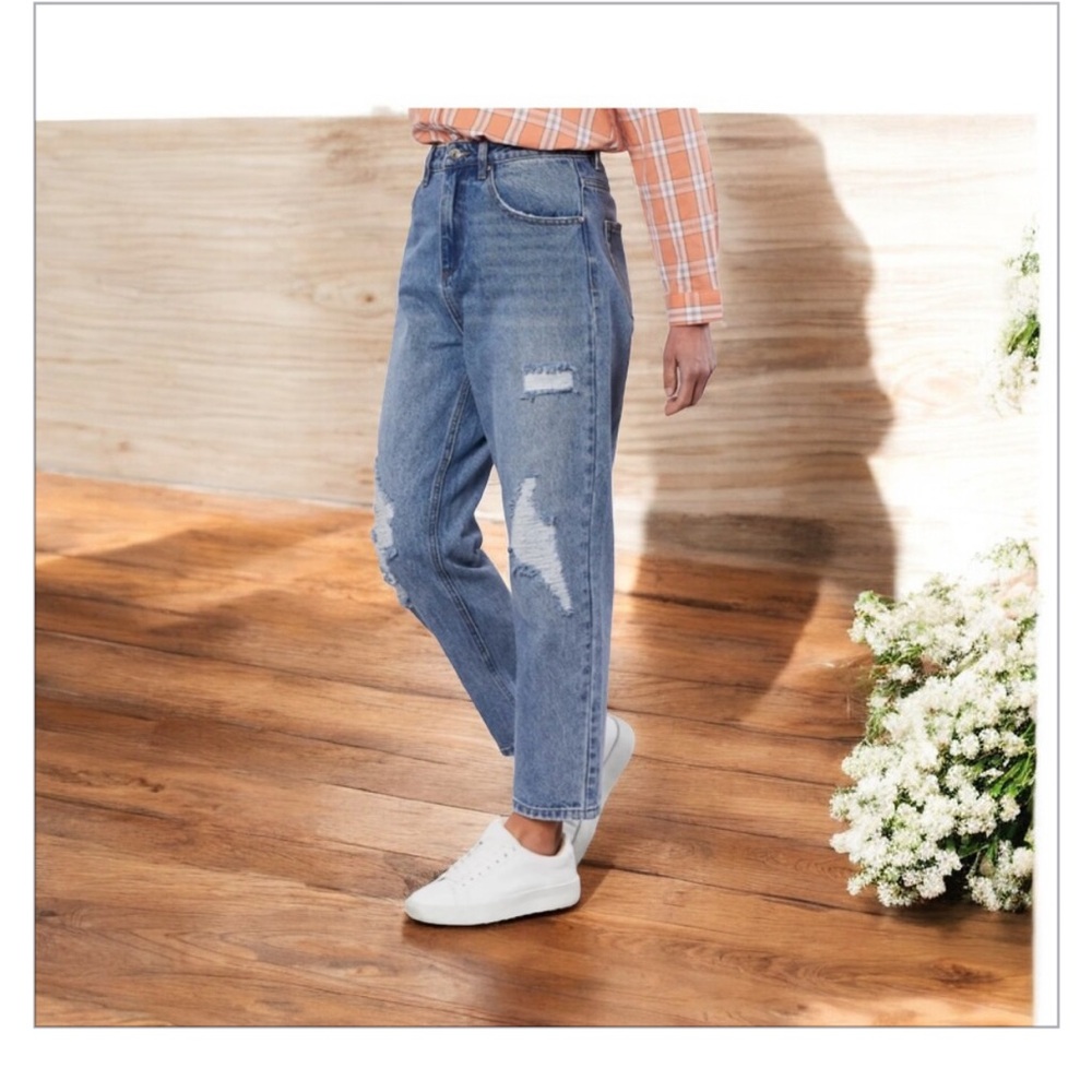 That’s It! UK Brand- Mom Jean -Distressed-Taper-Mid-High EUC-Sz7-Sz28-Ankle-90’s